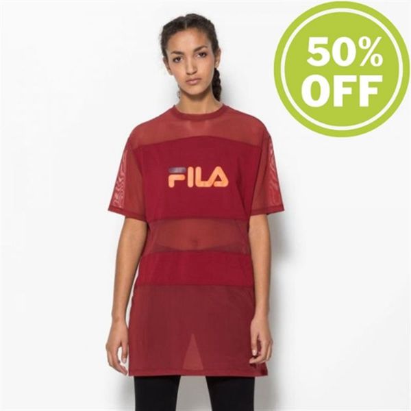 Fila Emily Crew Neck Shirt Merlot Women's Dresses - Red,NZ 810-91328